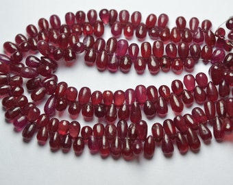 6 Inches Strand, Natural Pink Sapphire Smooth Tear Drops. Size 6-7mm