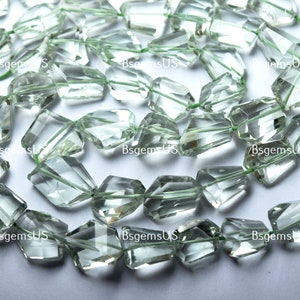 7 Inches Strand, Natural Green Amethyst Faceted Nuggets,Size 12-14mm