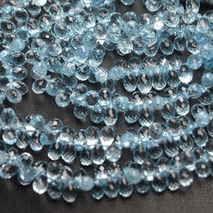 15 pcs,Finest Quality,AAA Quality,Natural Sky Blue Topaz Faceted Drops Shaped Briolettes,6-5mm,