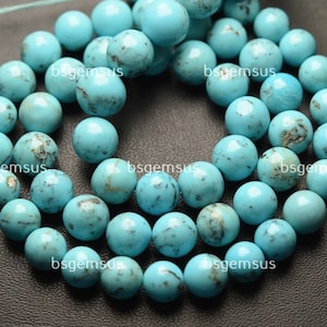 10 Pcs, Natural Arizona Sleeping Beauty Turquoise Smooth Round Balls Beads,Size 7-7.5mm Approx