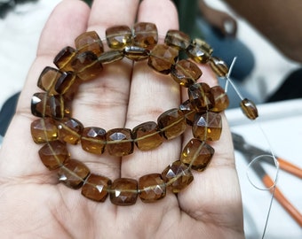 8 Inch Strand,Super Finest Quality, Natural Honey Quartz Faceted Cushion Shape Briolettes,Size 8mm