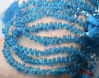 8 Inches Strand,Natural Neon Blue Apatite Smooth Tear Drops Shaped Briolette 6-4mm