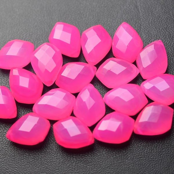 Side Drilled,3 Match Pairs,Super Finest, Pink Chalcedony Faceted Kite Shape Briolettes,Size 10x14mm,