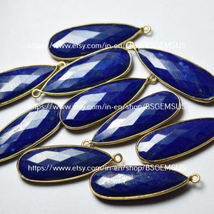 Vermeil Lapis Lazuli Pendant: Faceted Pear Shape, Sterling Silver (33mm, 2 Piece)