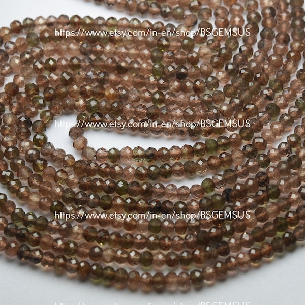 13 Inch Strand,Superb-Finest Quality,Natural ANDALUSITE Faceted Rondelles,Size. 4.25mm