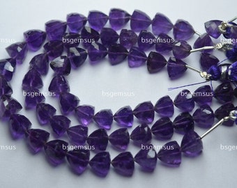 8 Inch Strand,Natural Purple Amethyst Faceted Trillion Shape Briolettes,Size 7-8mm