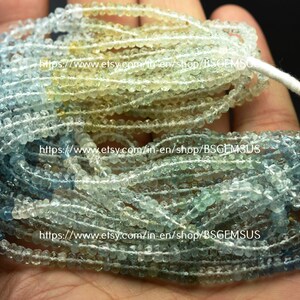 15 Inches Strand,Natural Aquamarine Micro Faceted Rondelles.4-4.5mm