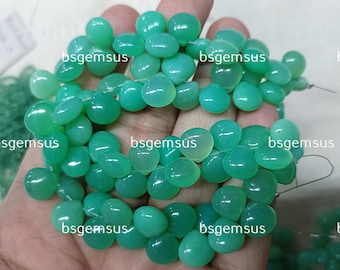 7 Inches Strand,Chrysoprase Chalcedony Smooth Heart Shape Briolettes,Size 10mm