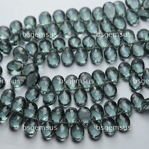 8 inch streng, Super Finest Quality, Moss Aquamarine Hydro Quartz Faceted peer Vorm Briolettes, Grootte 8x12mm