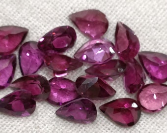 10 pcs,  Natural Pink Rhodolite Garnet Faceted Pear Shape, 6X4mm