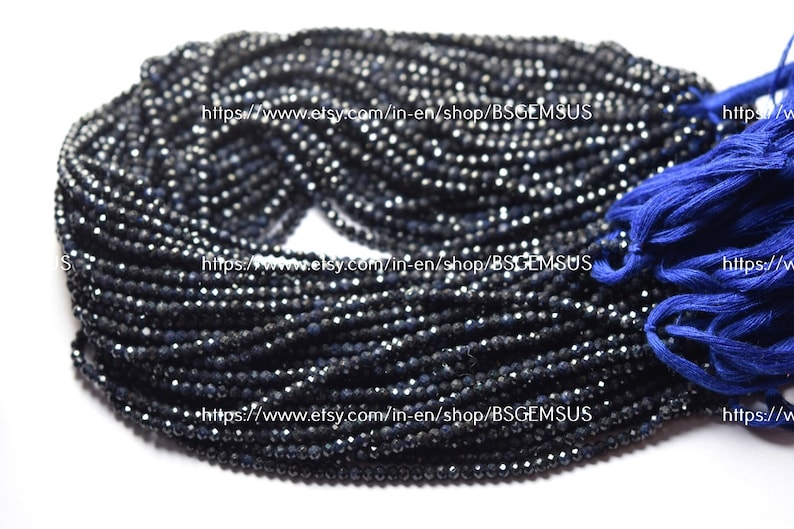 13 Inches Strand,Superb-Finest Quality,Natural Blue Sapphire Faceted Rondelles,Size.3.30mm