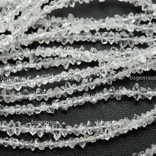 15 Inches Strand,Finest Quality,Natural Herkimer Diamond Quartz Faceted Nuggets,Size 3x4mm,