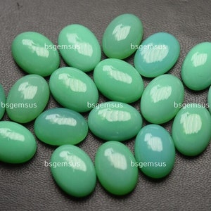 6 Pcs,Natural Chrysoprase Chalcedony  Smooth Oval Shape Cabochon,Size 10x14mm