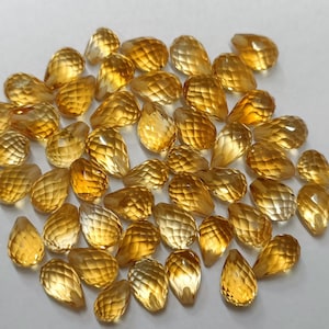 Halfgeboord, 10 stuks, beste kwaliteit, natuurlijke citrien gefacetteerde traanbrioletten, formaat 6-7 mm