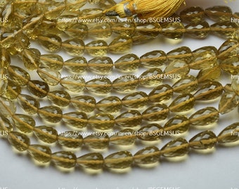 8 Inches Strand,Natural Honey Quartz Faceted Drops Shape Briolettes,Size 8-11mm