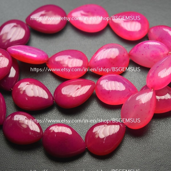 6 Inches Strand,Pink Chalcedony Smooth Pear Shape Briolettes,Size 17-18mm