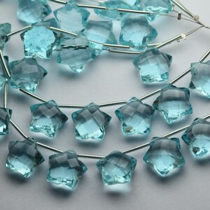 3 Matched Pairs,Sky Blue Hydro Quartz Faceted Star Shape Briolettes,Size 12mm