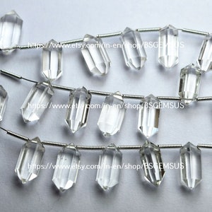 10 pieces, Natural Rock Crystal Faceted Pointed Fancy Pencil Gemstone Beads 13-14mm