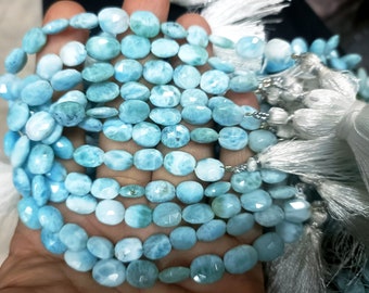 8 Inch Strand, Natural Larimar Faceted Nuggets Shape, Size 8-10mm