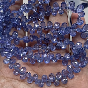 12 Pcs, Natural Tanzanite Pear Pear Shape Briolettes, Size 6-8mm