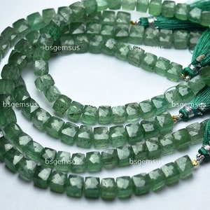 8 inch strand, beste kwaliteit, natuurlijke aardbei kwarts gefacetteerde doos vorm briolettes, 7-6,5 mm grootte