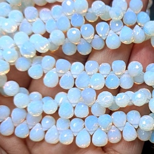 40 Beads, Opal Blue Hydro Quartz Faceted Tear Drops Shaped Briolettes,9-10mm