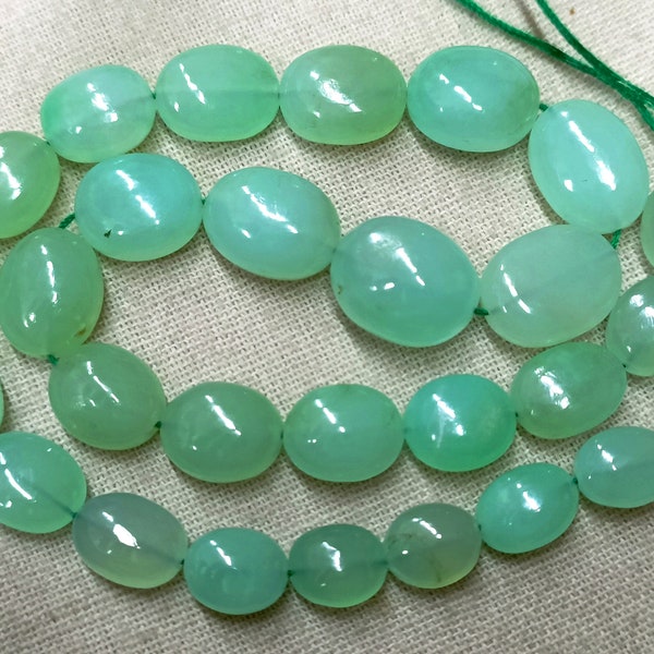 13 Inches Strand,Natural Chrysoprase Smooth Oval Beads,Size 8-13mm