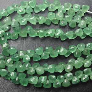 8 Inch Strand, Natural Green Strawberry Faceted Trillion Shape Briolettes, Size 5-6mm