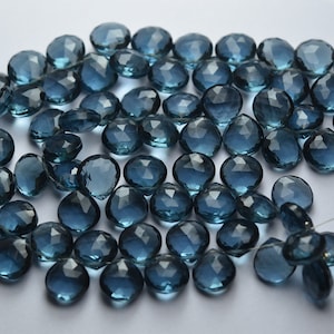 2x8 inch streng, super beste kwaliteit, londen blauwe quartz gefacetteerde hartvorm brioletten, grootte 11mm