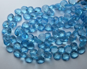 7 pollici Strand, Super Finest Quality, Sky Blue Hydro Quartz sfaccettato Briolette a forma di cuore, dimensioni 8mm