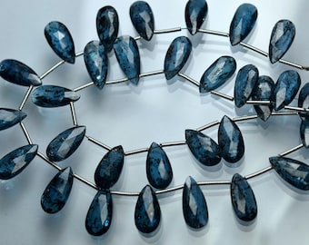 10 Pcs, Finest Quality,Natural Teal Moss Kyanite Faceted Pear Shape Briolettes,Size. 11-12mm