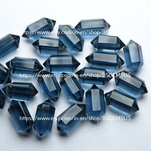 10 pieces, London Blue Hydro Quartz Faceted Pointed Fancy Pencil Gemstone Beads 13-14mm