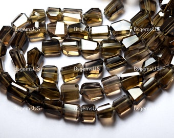 7 Inch Strand, Natural Smoky Quartz Faceted Nuggets  Shape Size 10-12mm