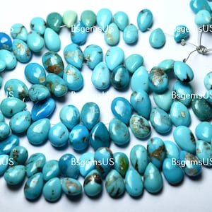 10 Pcs,Sleeping Beauity Turquoise Smooth Pear Shape Briolettes,Size 10-11mm Approx