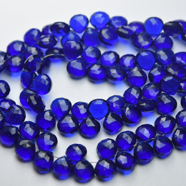 7  Inches Strand,Super Finest Quality,Kyanite Blue Hydro Quartz Faceted Heart Shaped Briolettes,Size 11mm