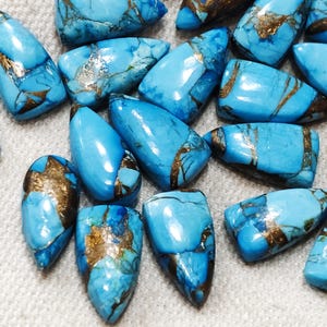 3 Matched Pair,Super Finest Quality,COPPER Turquoise Smooth Trillion Shape Briolettes,Size 8x15mm