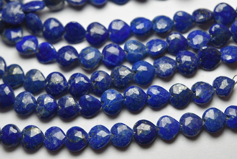 7 Inches Strand,Natural Lapis Lazuli Faceted Heart Shape Briolettes,Size 8mm