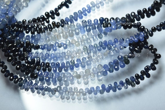 5インチのストランド、AAA品質、天然ブルーサファイアファセットティア