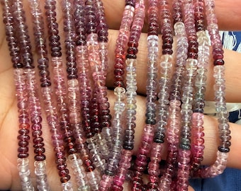 13 Inches Strand, Natural Multi Spinel Smooth Rondelles. 4mm
