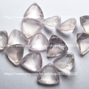 3 Matched Pair, Natural Rose Quartz Faceted Trillion Shape Briolettes, Size 10mm