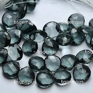7 Inch Strand,Super Finest Quality, Teal Green Hydro Quartz Faceted Heart Shape Briolettes,Size 11mm