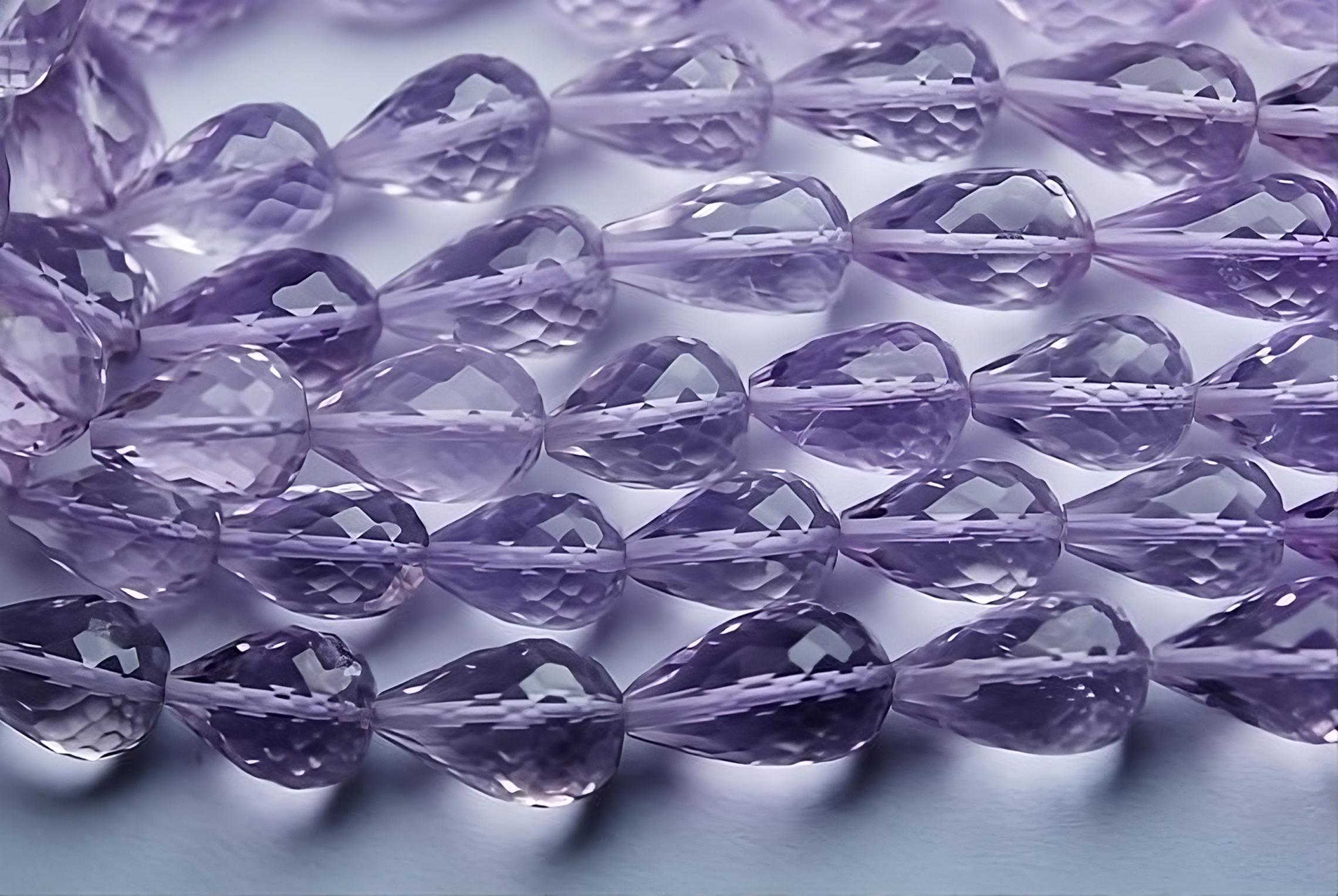 8 Inches Strand,natural Pink Amethyst Faceted Tear Drops Shape