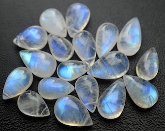 10 Beads,Blue Flash Rainbow Moonstone Smooth Pear Shape Briolettes,Size 11-10mm Approx