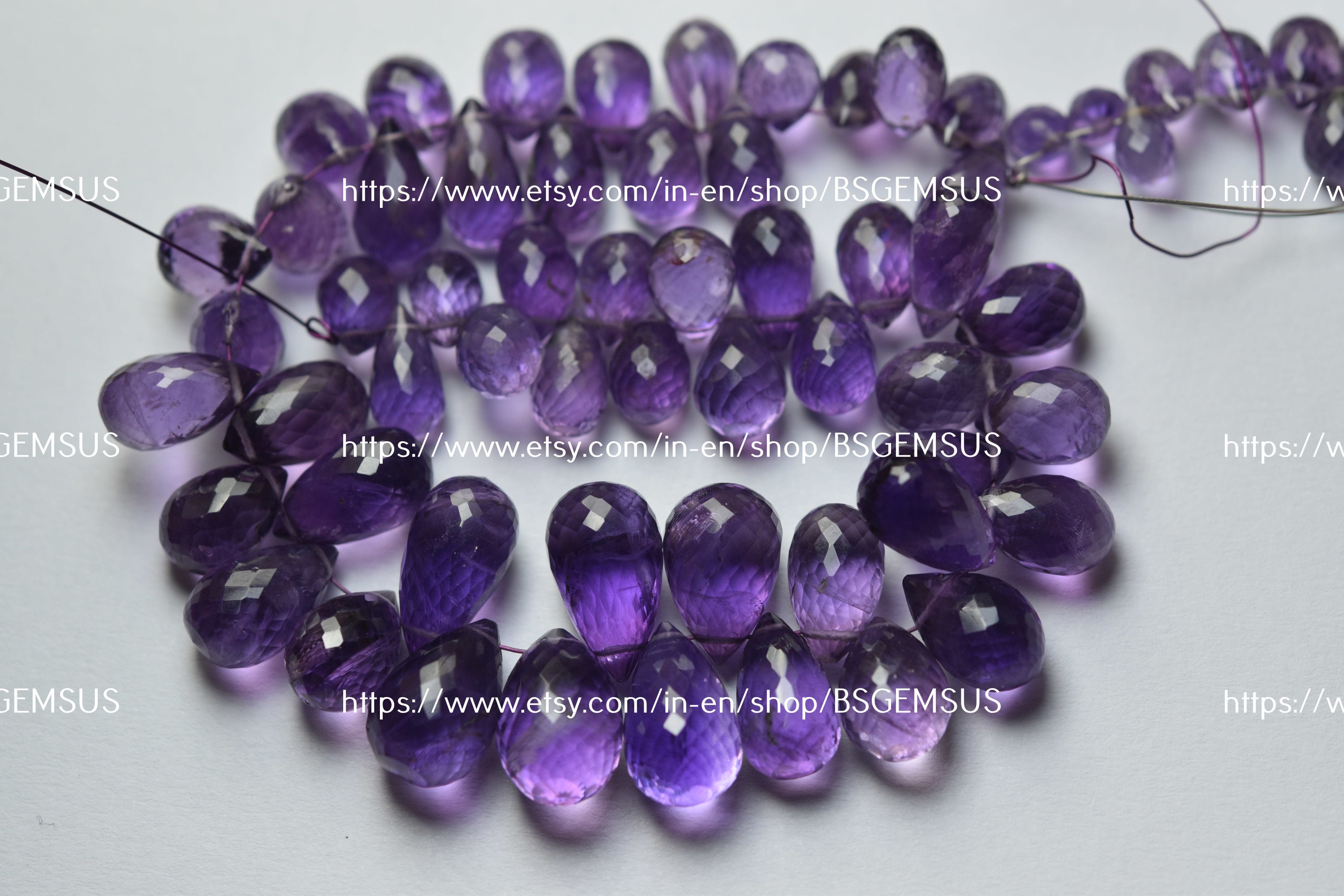 15 Pcs,finest Quality,natural Amethyst Faceted Drops Shape. Size-11 ...