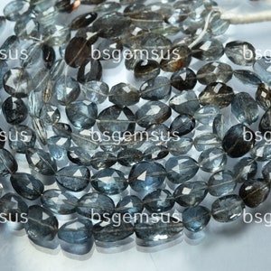 6 Inches Strand, Natural Moss Aquamarine Faceted Oval Nuggets Size, 12-16mm