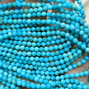 13 Inches Strand,Natural Arizona Sleeping Beauity Turquoise Faceted Round Ball Beads,Size 3.5mm Approx