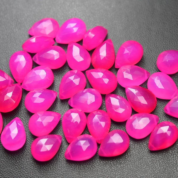 20 Pcs,Super Finest,Pink Chalcedony Faceted Pear Shape Briolettes,Size 8x6mm,