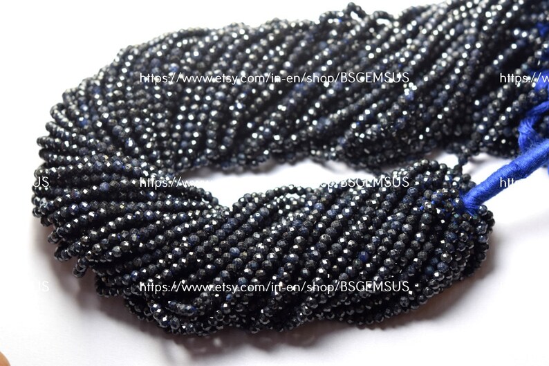 13 Inches Strand,Superb-Finest Quality,Natural Blue Sapphire Faceted Rondelles,Size.3.30mm