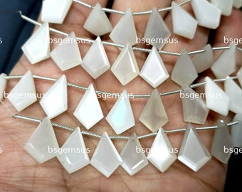 ホワイトストーンズセット 10 個、天然ホワイト ムーンストーン ファセット ファンシー シェイプ