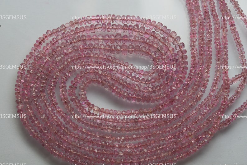 16 Inches Long Strand,Natural Burma Pink Spinel Faceted Rondelles Size 4-2.25mm 003
